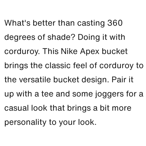 NWT Unisex Nike Apex Corduroy Bucket Hat - Picture 3 of 4